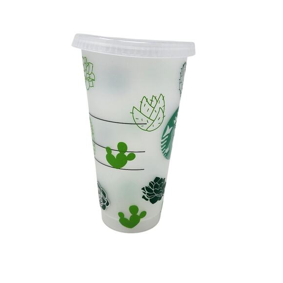 Starbucks Green Plants Succulent Cactus Custom Coffee Tumbler Reusable Cup 24 Oz - Picture 5 of 7